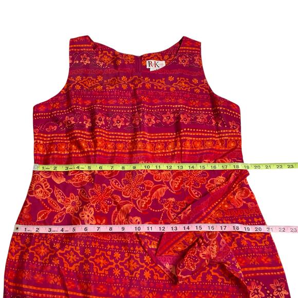 R&K Originals Maxi Dress Red Faux Wrap Sleeveless Tropical Floral Size 14 Y2K - Picture 12 of 15